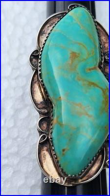 HUGE Vintage Navajo Sterling Silver Blue Gem Turquoise Ring 2.5 x 1 RARE
