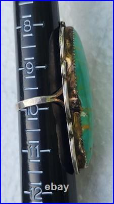HUGE Vintage Navajo Sterling Silver Blue Gem Turquoise Ring 2.5 x 1 RARE
