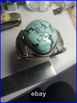 HUGE WOW Pawn RARE NAVAJO STERLING TURQUOISE CUFF #8 turquoise large 142 grm