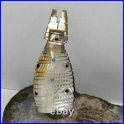 Hand Carved Zuni Rare Corn Maiden Kachina Carved Shell Turquoise/coral/onyx 1993
