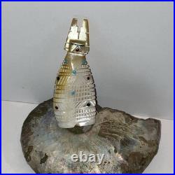 Hand Carved Zuni Rare Corn Maiden Kachina Carved Shell Turquoise/coral/onyx 1993
