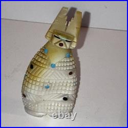 Hand Carved Zuni Rare Corn Maiden Kachina Carved Shell Turquoise/coral/onyx 1993