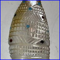 Hand Carved Zuni Rare Corn Maiden Kachina Carved Shell Turquoise/coral/onyx 1993