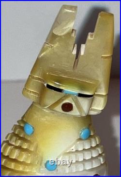 Hand Carved Zuni Rare Corn Maiden Kachina Carved Shell Turquoise/coral/onyx 1993