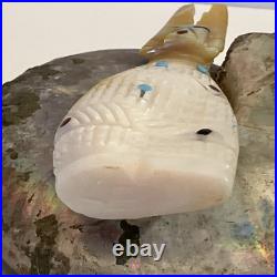 Hand Carved Zuni Rare Corn Maiden Kachina Carved Shell Turquoise/coral/onyx 1993