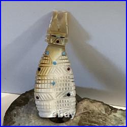 Hand Carved Zuni Rare Corn Maiden Kachina Carved Shell Turquoise/coral/onyx 1993