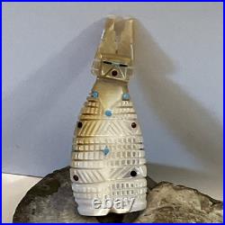 Hand Carved Zuni Rare Corn Maiden Kachina Carved Shell Turquoise/coral/onyx 1993