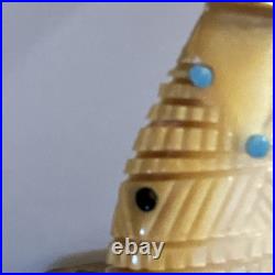 Hand Carved Zuni Rare Corn Maiden Kachina Carved Shell Turquoise/coral/onyx 1993