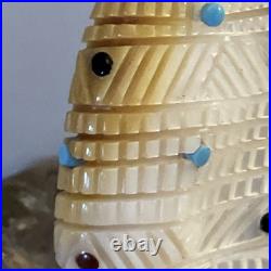 Hand Carved Zuni Rare Corn Maiden Kachina Carved Shell Turquoise/coral/onyx 1993