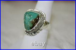 Handmade Signed Native American Sterling Silver Rare Royston Turquoise Ring
