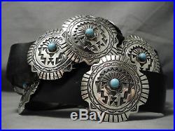 Heavy And Rare Vintage Navajo Hubbell Trading Bead Sterling Silver Concho Belt