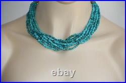 Helen Tsosie Navajo 8-Strand Turquoise Sterling Silver Necklace. Rare