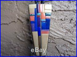 Hopi Bolo Tie Charles Supplee Inlay Turquoise Sugilite Coral Rare Vintage Loloma
