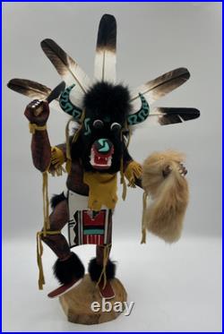 Hopi Kachina Rare Black Ogre 16 Inches Artist Signed Native American Indian