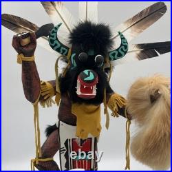 Hopi Kachina Rare Black Ogre 16 Inches Artist Signed Native American Indian