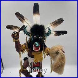 Hopi Kachina Rare Black Ogre 16 Inches Artist Signed Native American Indian