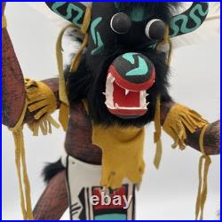 Hopi Kachina Rare Black Ogre 16 Inches Artist Signed Native American Indian