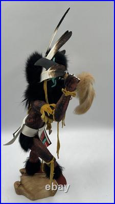 Hopi Kachina Rare Black Ogre 16 Inches Artist Signed Native American Indian
