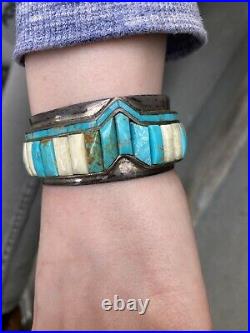 Hopi Native American Bracelet Signed Snow Horse RARE With Turquoise