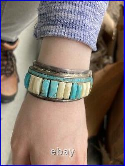 Hopi Native American Bracelet Signed Snow Horse RARE With Turquoise