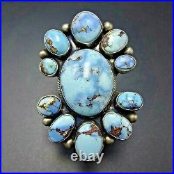 Huge Gorgeous NAVAJO Sterling Silver RARE GOLDEN HILLS TURQUOISE RING size 8.5