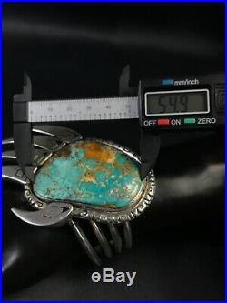 Huge Rare Navajo Norma Vandever Royston Turquoise Sterling Claw Cuff Bracelet