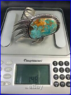 Huge Rare Navajo Norma Vandever Royston Turquoise Sterling Claw Cuff Bracelet