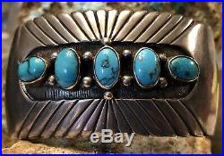 Important Rare Hopi Preston Monongye Sterling & Gem Blue Turquoise Cuff BRACELET