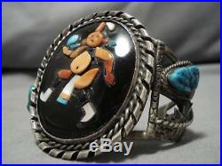 Important Rare Old Vintage Zuni Coral Sterling Silver Mudhead Bracelet Turquoise