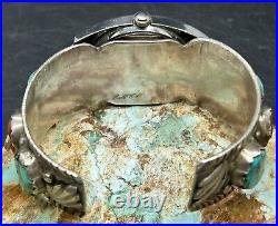 Important Rare Zuni DAN SIMPLICIO Sterling Turquoise & Coral Watch Cuff Bracelet