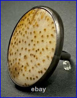 Incredibly RARE Vintage SANTA DOMINGO Sterling Silver Shell Ring 20 Grams