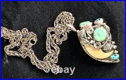 JERRY ROAN Native American pendant jewelry necklace Rare one of a kind turquoise