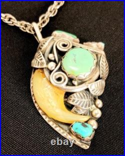 JERRY ROAN Native American pendant jewelry necklace Rare one of a kind turquoise