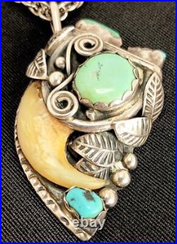 JERRY ROAN Native American pendant jewelry necklace Rare one of a kind turquoise