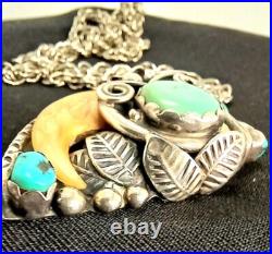JERRY ROAN Native American pendant jewelry necklace Rare one of a kind turquoise
