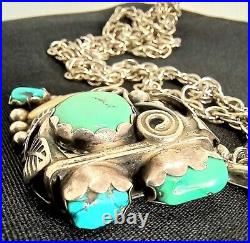 JERRY ROAN Native American pendant jewelry necklace Rare one of a kind turquoise