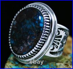Jennifer Curtis Rare Natural Gem Grade Spiderweb Bisbee Turquoise Sterling Ring