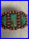 KIRK-SMITH-Navajo-sterling-Turquoise-RARE-Red-Mediterranean-Coral-HEAVY-Cuff-01-al