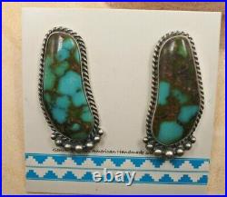 KIRK SMITH Sterling Silver Kingman Turquoise Post Earrings Native American Rare