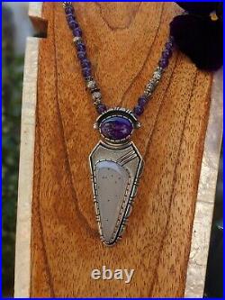 L. Bruce Hodgins Pendant necklace Sugalite Navajo artist authentic RARE L. B. H