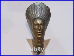 LARGE Indian Head Hood Ornament Trim Badge Truck Emblem Rare Native American