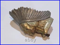LARGE Indian Head Hood Ornament Trim Badge Truck Emblem Rare Native American