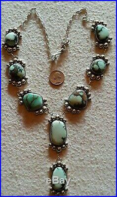 LARIAT Squash Blossom Necklace Sterling DRY CREEK Turquoise Gorgeous Huge RARE