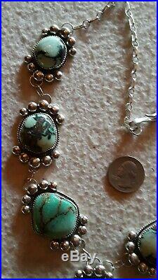 LARIAT Squash Blossom Necklace Sterling DRY CREEK Turquoise Gorgeous Huge RARE