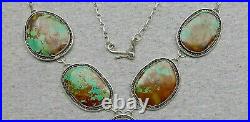 LARIAT Squash Blossom Necklace Sterling TYRONE Turquoise 225g, 30 GIGANTIC Rare