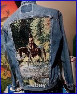 LEVI's VERY RARE VTG Native American Embroidered Tapestry Jacket Mn M Wn L/XL