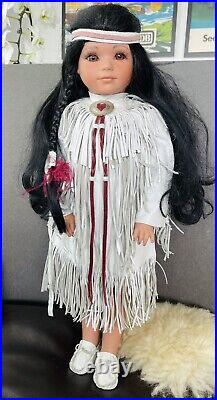 LORETTA STEIMANN Native American Large Doll Real Fur VERY RARE! Signed