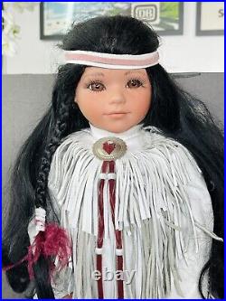 LORETTA STEIMANN Native American Large Doll Real Fur VERY RARE! Signed