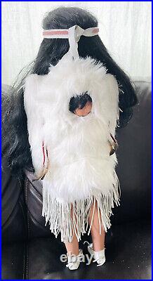 LORETTA STEIMANN Native American Large Doll Real Fur VERY RARE! Signed