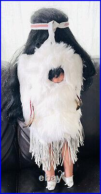 LORETTA STEIMANN Native American Large Doll Real Fur VERY RARE! Signed